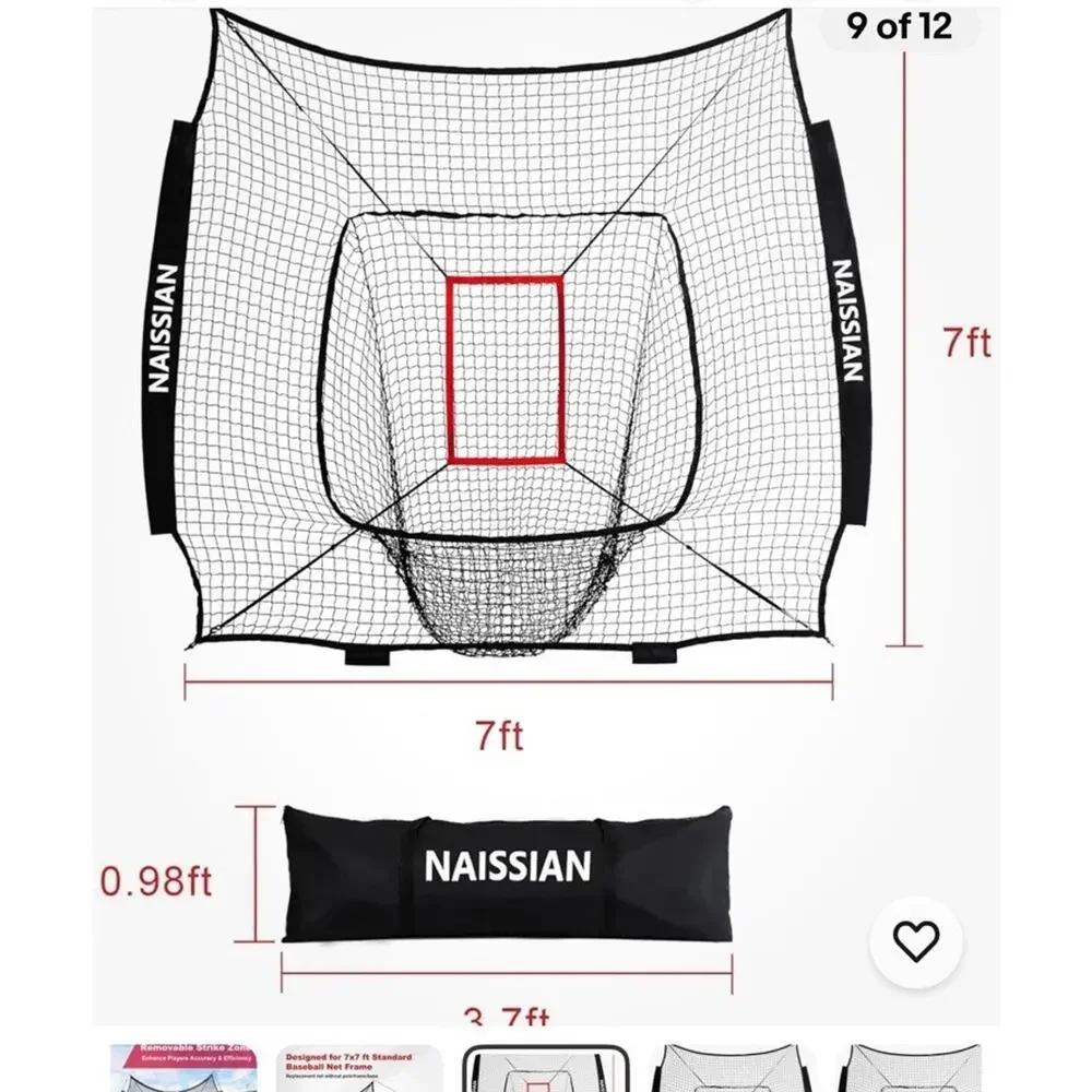 Baseball Batting Cage NET ONLY Adjustable Strike Zone for Kids Practice, 7X7